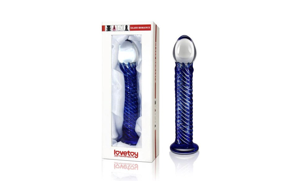 Glass Romance 7 Glass Dong 7.5 Inch Blue - - Glass Sex Toys