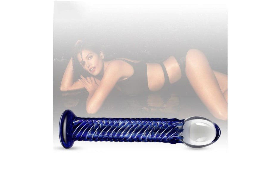 Glass Romance 7 Glass Dong 7.5 Inch Blue - - Glass Sex Toys