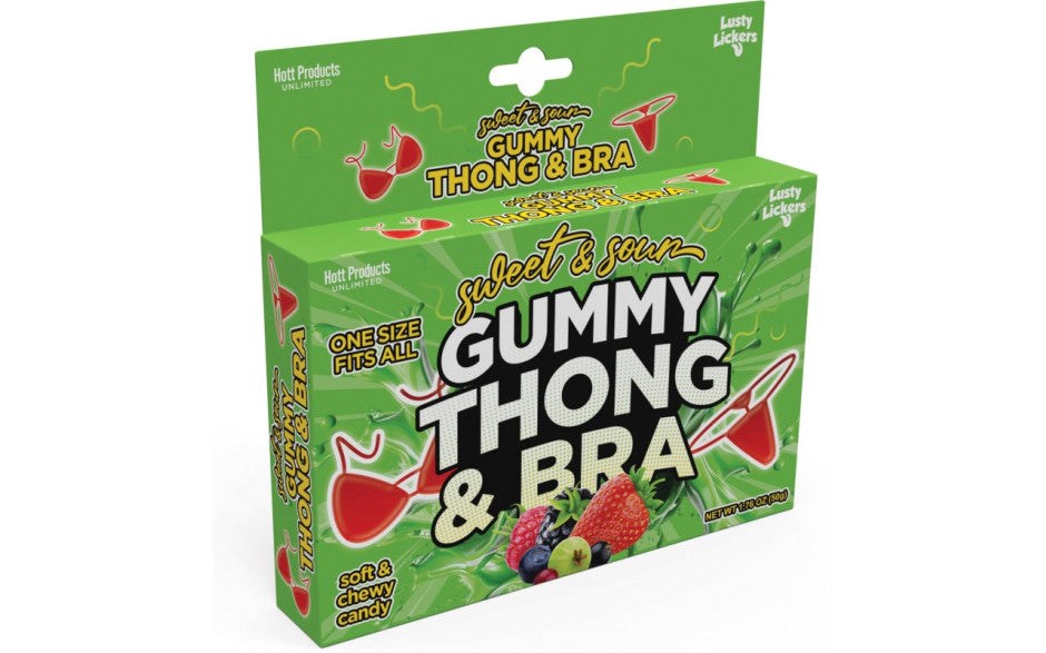 Hott Products Sweet and Sour Gummy Edible Thong & Bra - - Party Gifts and Novelties