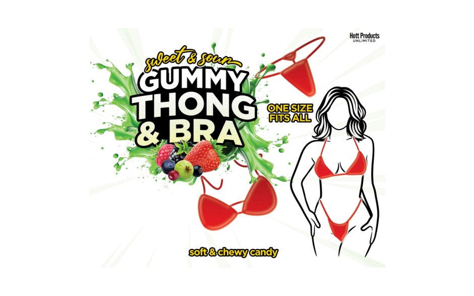 Hott Products Sweet and Sour Gummy Edible Thong & Bra - - Party Gifts and Novelties