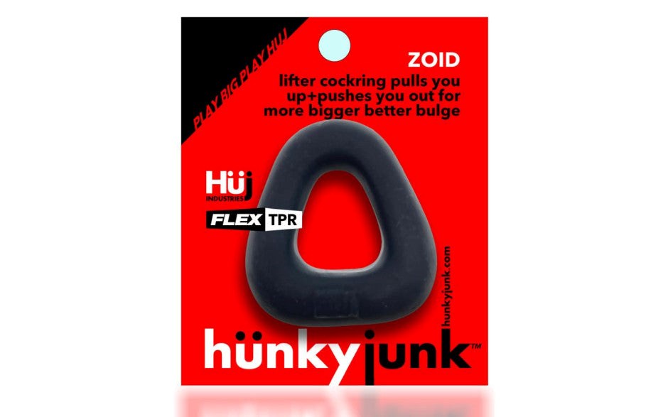 Hunkyjunk Zoid Trapaziod Lifter Stretchy Cock Ring Tar Ice - - Stretchy Cock Rings