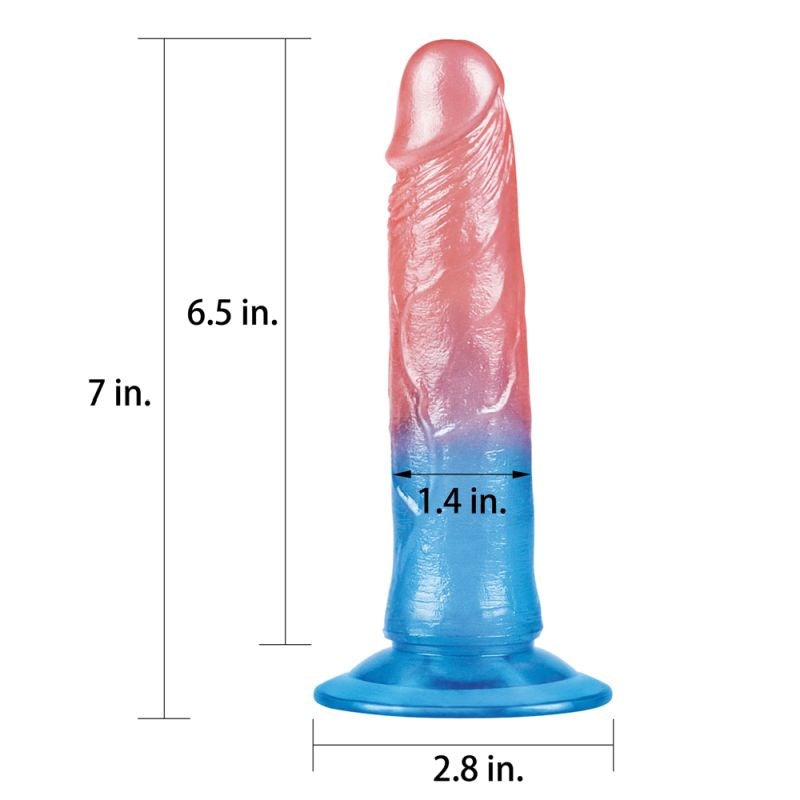 Lovetoy Dazzle Studs Suction Cup Realistic Dildo Pink/Blue - - Realistic Dildos