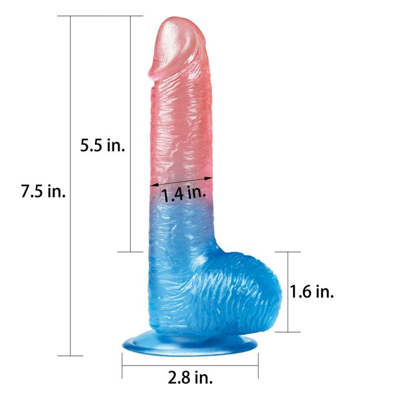Lovetoy Dazzle Studs Suction Cup Realistic Dildo Pink/Blue - - Realistic Dildos