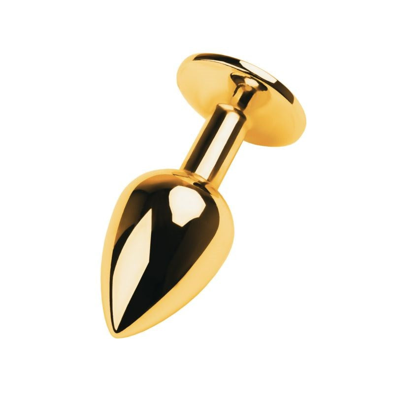 Metal Gold Metal Anal Plug With Coloured Gem Small - - Butt Plugs