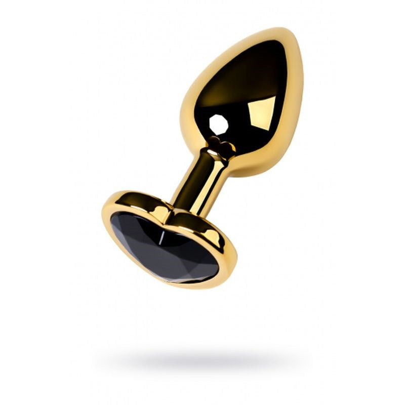 Metal Gold Metal Anal Plug With Heart Shaped Crystal Gem Small - - Butt Plugs