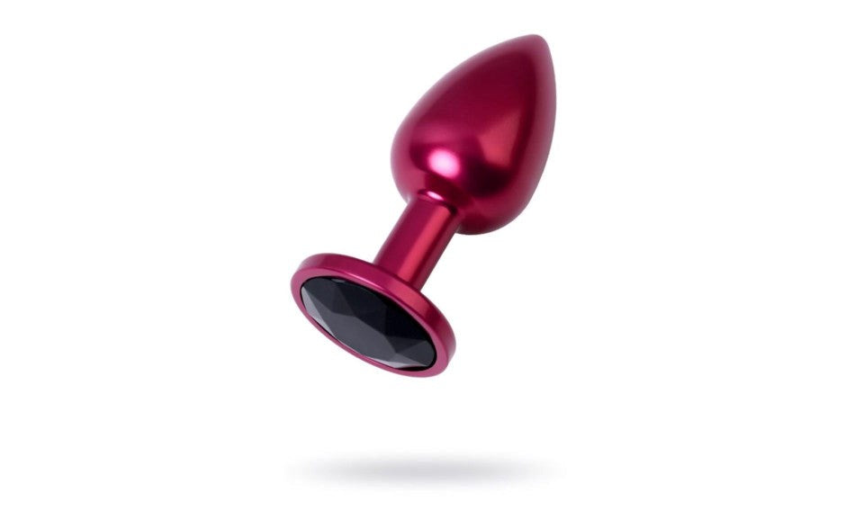Metal Red Metal Anal Plug With Coloured Crystal Gem Small - - Butt Plugs