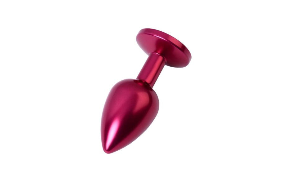 Metal Red Metal Anal Plug With Coloured Crystal Gem Small - - Butt Plugs