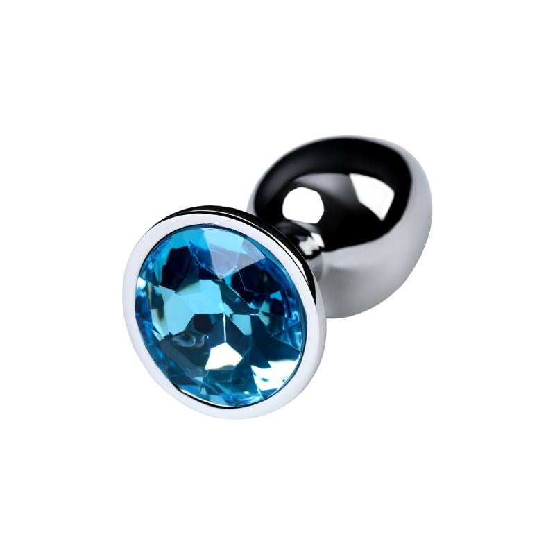 Metal Silver Metal Anal Plug With Coloured Crystal Gem Small - - Butt Plugs