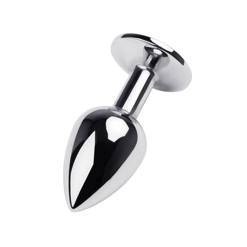 Metal Silver Metal Anal Plug With Coloured Gem Small - - Butt Plugs