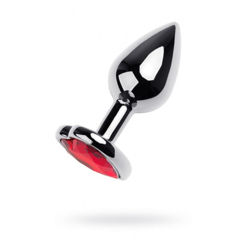 Metal Silver Metal Butt Plug With Heart Shaped Coloured Gem Small - - Butt Plugs