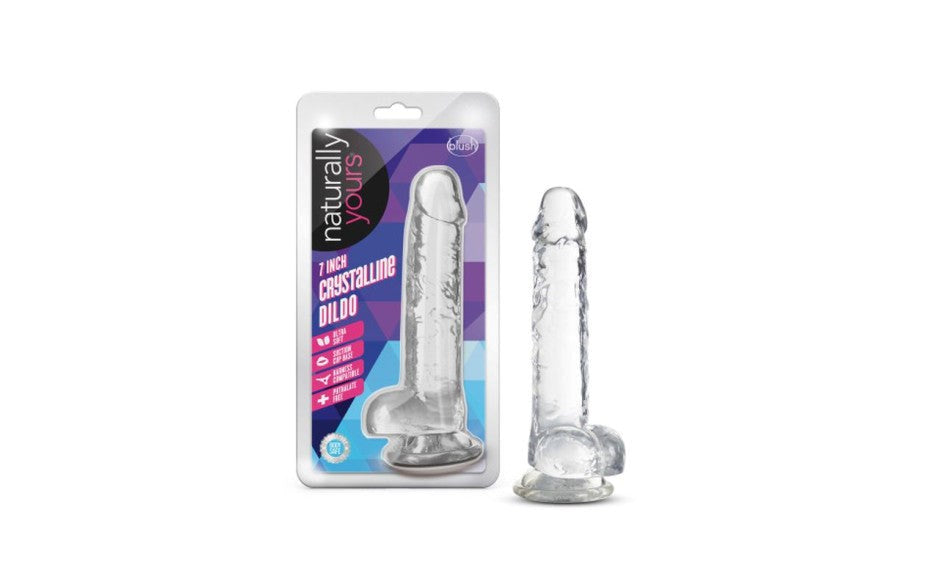 Naturally Yours 7 Inches Crystaline Realistic Dong With Balls - - Realistic Dildos