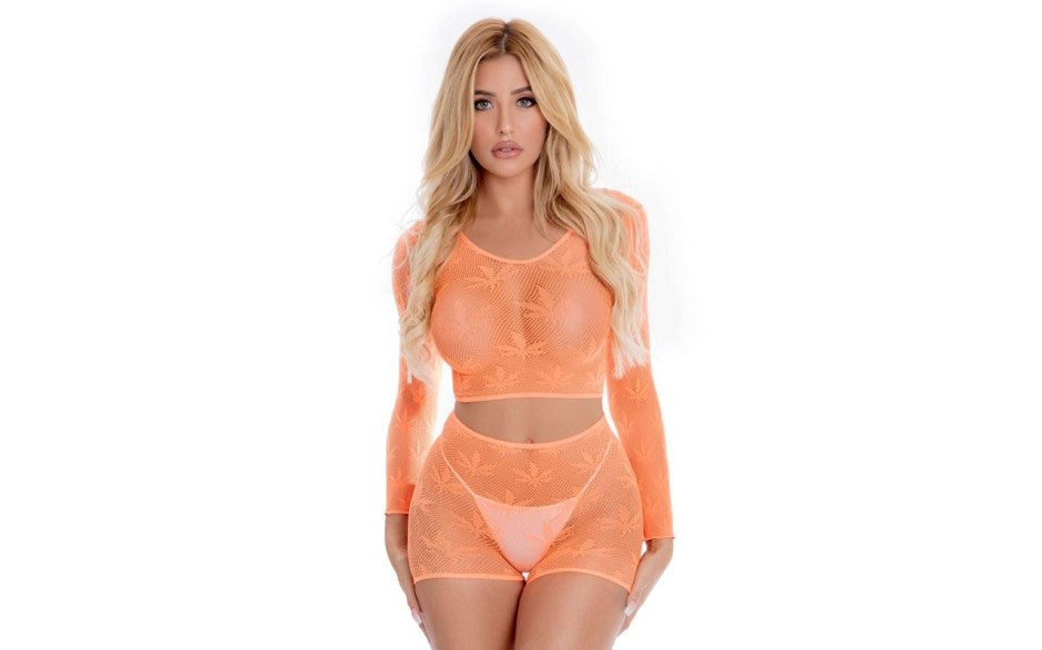 Pink Lipstick Leaf It To Me Seductive Womens Short Set One Size - - G-Strings, Panties and Shorts