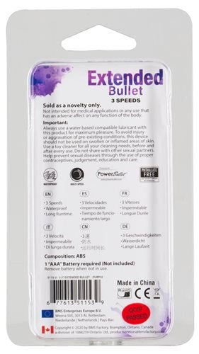 Power Bullet Extended 9 cm 3 Speed Vibrating Bullet Massager - - Bullet Vibrators