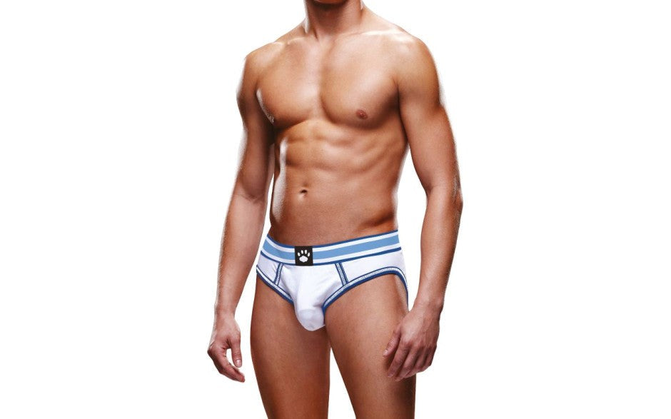 Prowler Open Back Sexy Mens Brief White/Blue - - Mens Briefs And Boxers