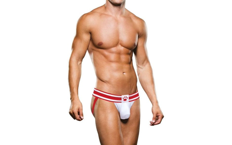 Prowler Polyester and Spandex Mens Jock Strap White/Red - - Jocks and G-Strings