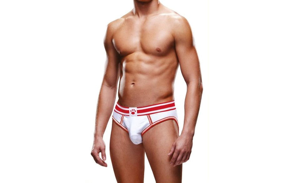 Prowler Stylish Open Back Mens Brief White/Red - - Mens Briefs And Boxers