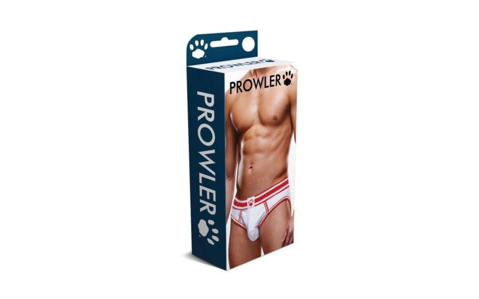 Prowler Stylish Open Back Mens Brief White/Red - - Mens Briefs And Boxers