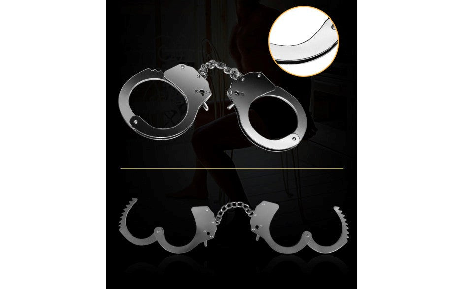 Lovetoy Fetish Pleasure Metal Hand Cuff Silver - - Cuffs And Restraints