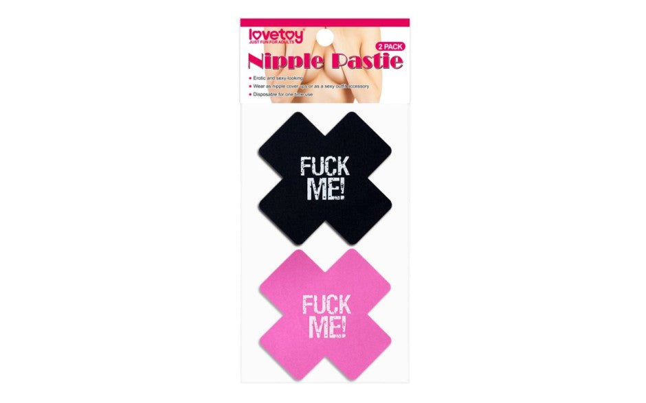 Lovetoy FUCK ME Cross Pattern Nipple Pasties Twin Pack - - Breast and Nipple Toys