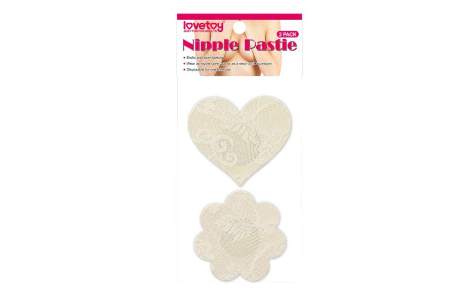 Lovetoy Lace Heart and Flower Womens Nipple Pasties Twin Pack - - Breast and Nipple Toys