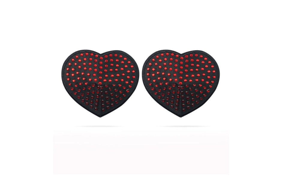 Lovetoy Reusable Red Diamond Heart Nipple Pasties - - Breast and Nipple Toys
