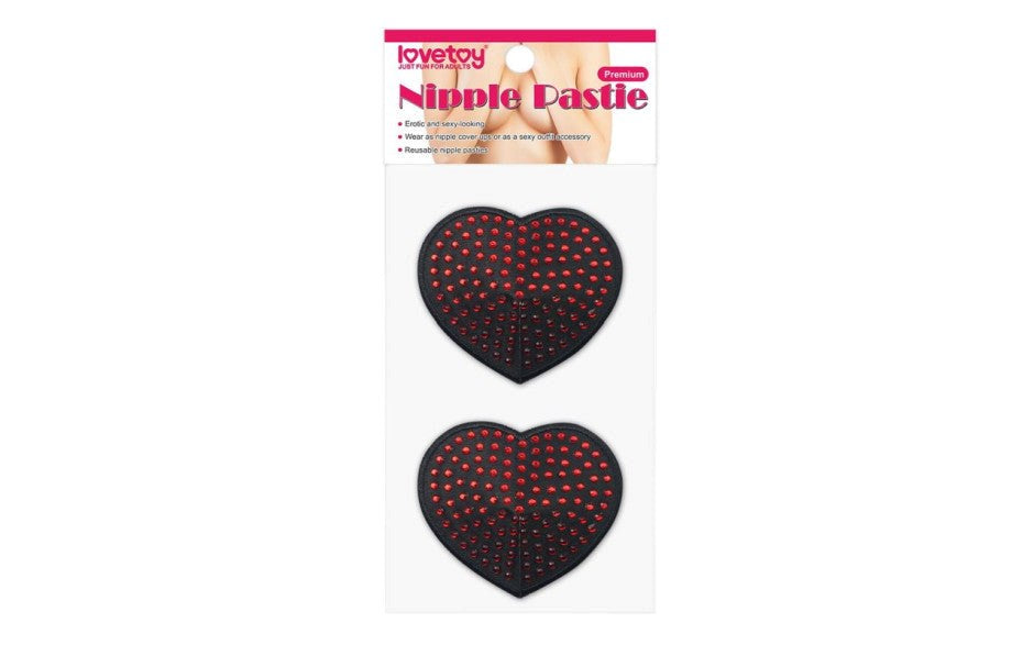 Lovetoy Reusable Red Diamond Heart Nipple Pasties - - Breast and Nipple Toys