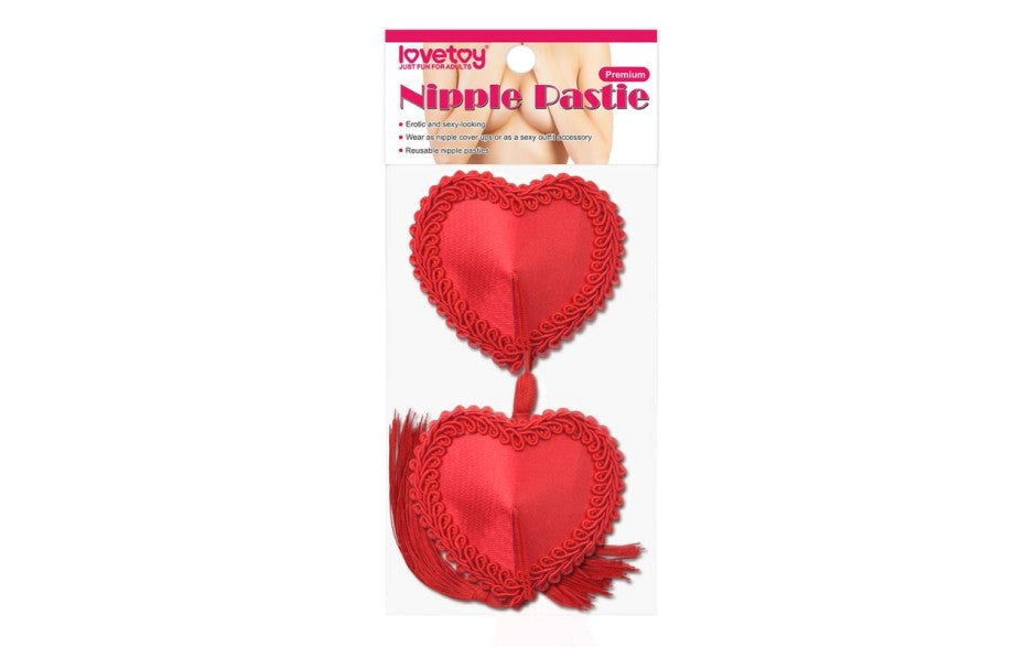 Lovetoy Reusable Red Heart Tassels Womens Nipple Pasties - - Breast and Nipple Toys