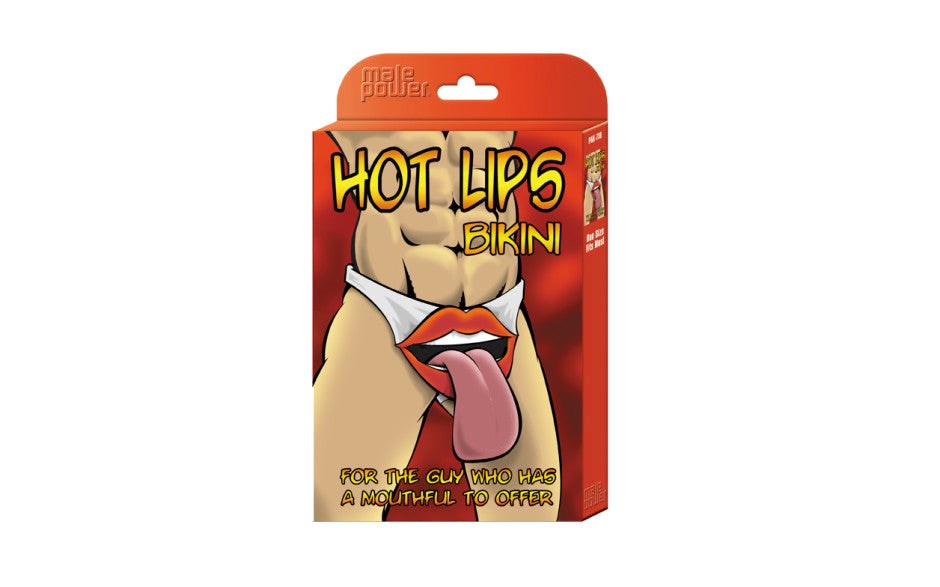 Male Power Hot Lips Bikini Novelty Underwear Black - - Party Gifts and Novelties