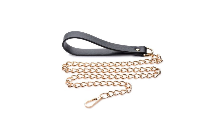 Master Series Leashed Lover Black and Gold Chain Leash - - Collars and Leads