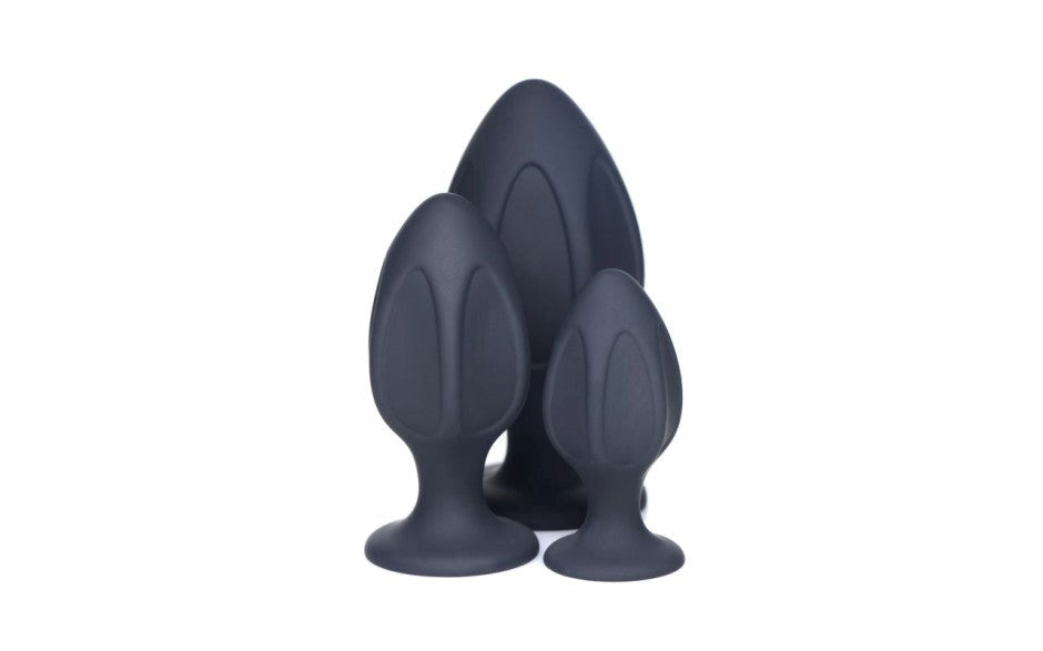Master Series Triple Juicers Silicone Anal Plug Set Black - - Butt Plugs
