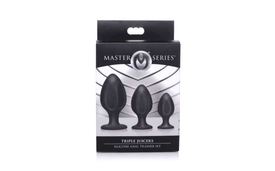 Master Series Triple Juicers Silicone Anal Plug Set Black - - Butt Plugs