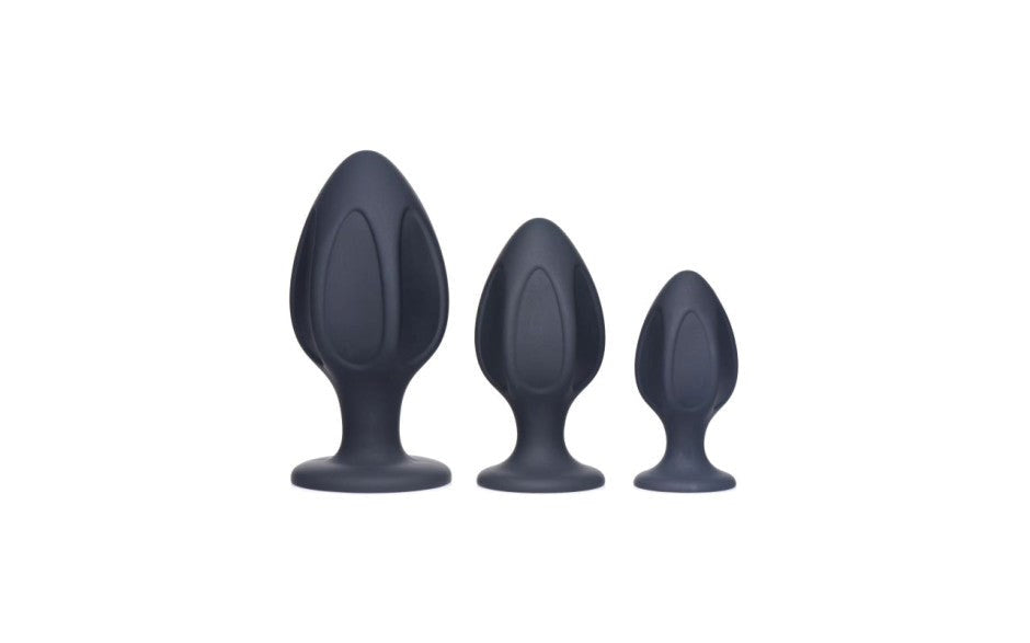 Master Series Triple Juicers Silicone Anal Plug Set Black - - Butt Plugs