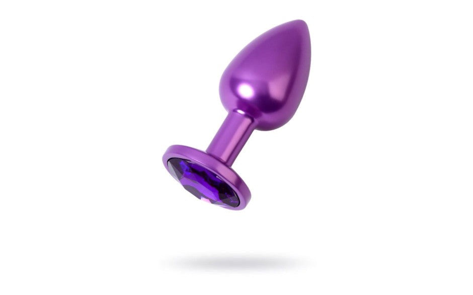 Metal Purple Metal Anal Plug With Purple Crystal Gem Small - - Butt Plugs