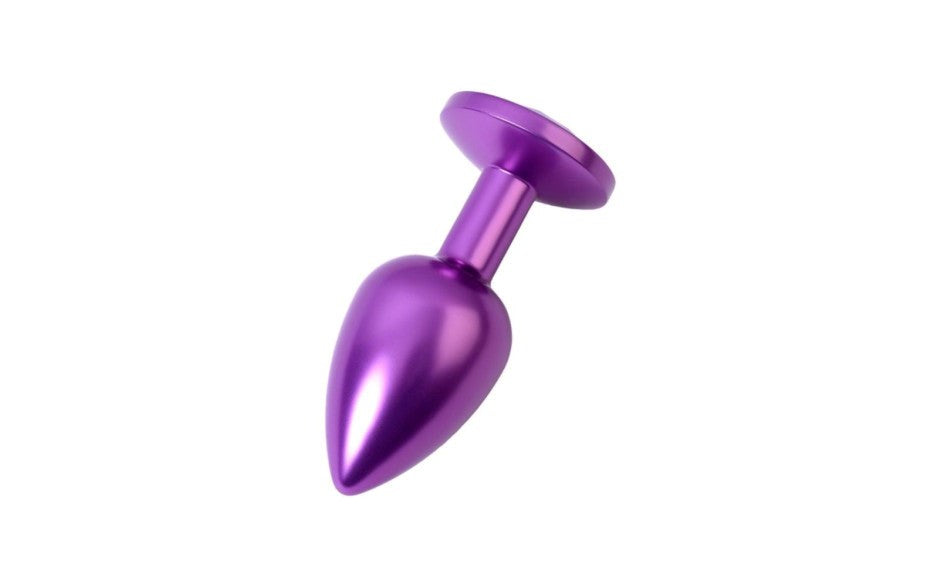 Metal Purple Metal Anal Plug With Purple Crystal Gem Small - - Butt Plugs