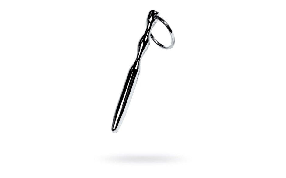 Metal Silver Metal Bullet Shaped Urethral Plug With Cock Ring - - Urethral Sounds