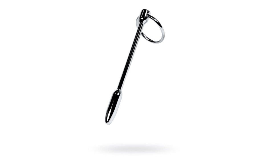 Metal Silver Metal Male Pleasure Urethral Plug With Cock Ring - - Urethral Sounds