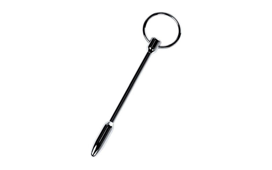 Metal Silver Metal Male Pleasure Urethral Plug With Cock Ring - - Urethral Sounds