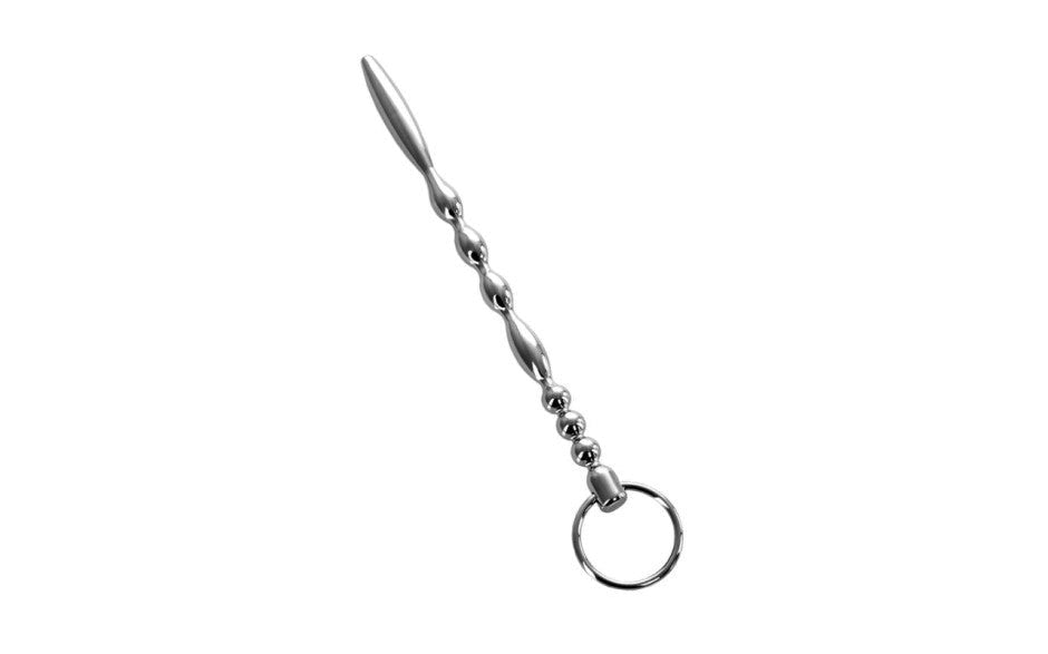 Metal Silver Metal Mens Urethral Plug With Penis Ring - - Urethral Sounds