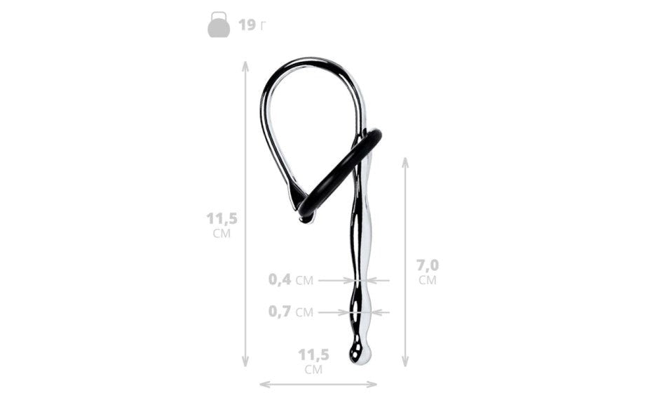 Metal Silver Metal Urethral Plug With Black Silicone Ring - - Urethral Sounds