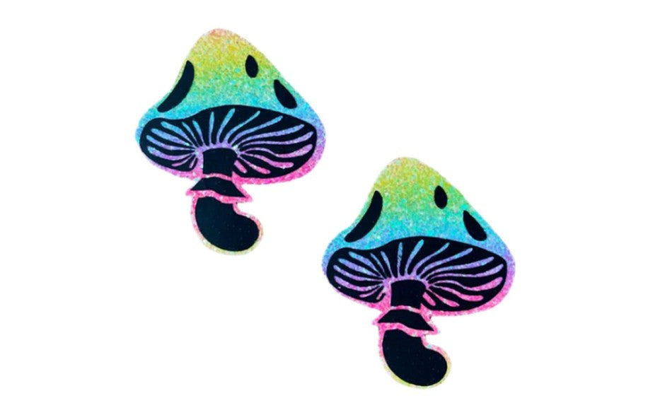 Neva Nude Rainbow Blacklight Glitter Toadstool Womens Pasties - - Fancy Dress Ups
