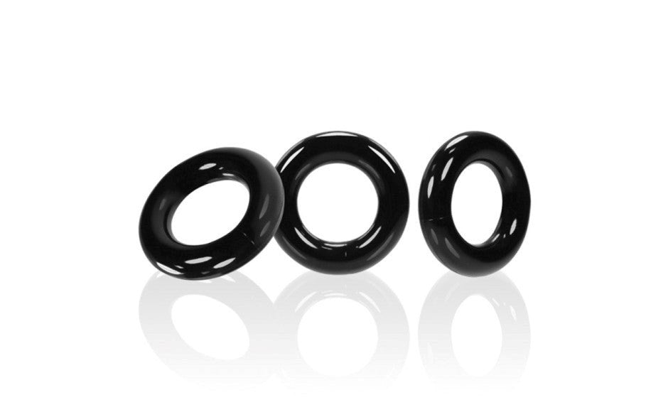 OxBalls Willy TPR Male Stretchy Cock Rings Black - - Cock Ring Sets