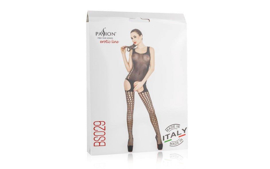 Passion Lingerie Sheer Body Hugging Bodystocking BS029 One Size Black - - Body Stockings