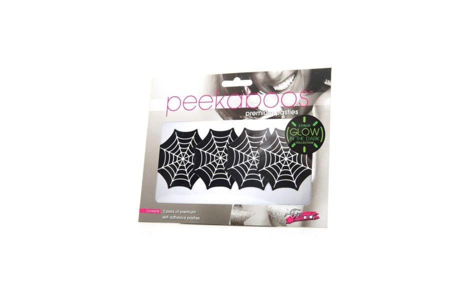 Peekaboo Glow In The Dark Webs Premium Nipple Pasties - - Fancy Dress Ups