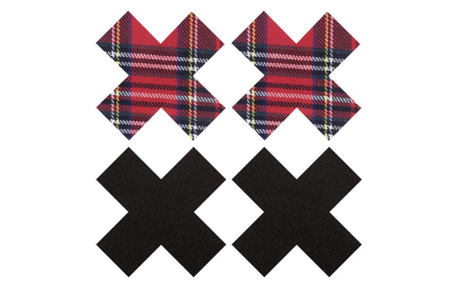 Peekaboo Sexy Schoolgirl X Nipple Pasties Black & Red - - Fancy Dress Ups