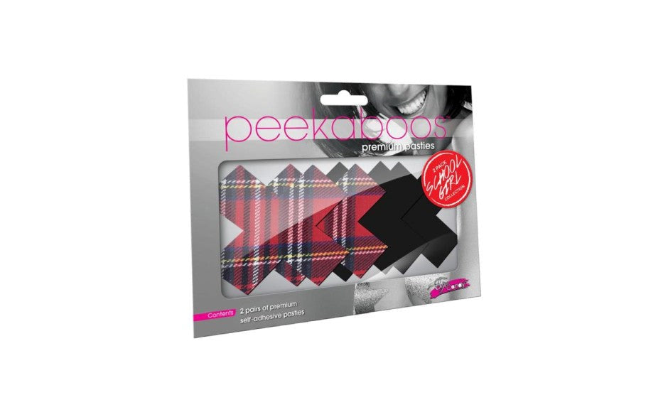 Peekaboo Sexy Schoolgirl X Nipple Pasties Black & Red - - Fancy Dress Ups