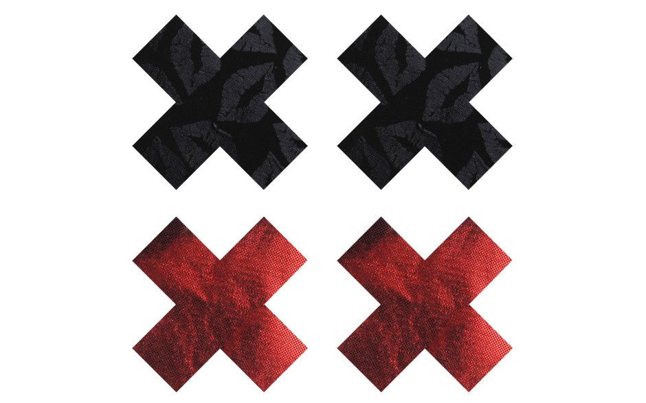 Peekaboo Stolen Kisses X Womens Sexy Pasties Red & Black - - Fancy Dress Ups