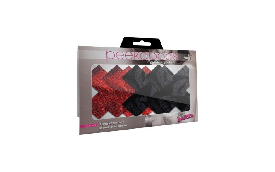 Peekaboo Stolen Kisses X Womens Sexy Pasties Red & Black - - Fancy Dress Ups