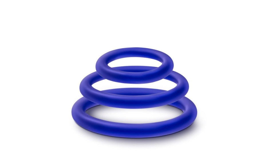 Performance Silicone Cock Rings Set 3 Piece Indigo - - Cock Ring Sets