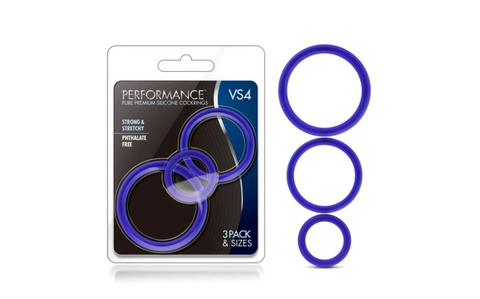 Performance Silicone Cock Rings Set 3 Piece Indigo - - Cock Ring Sets