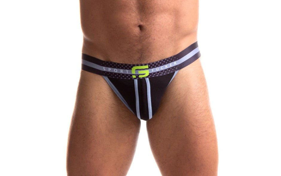 Sport Fucker Jersey Mens Jock Strap Black - - Jocks and G-Strings